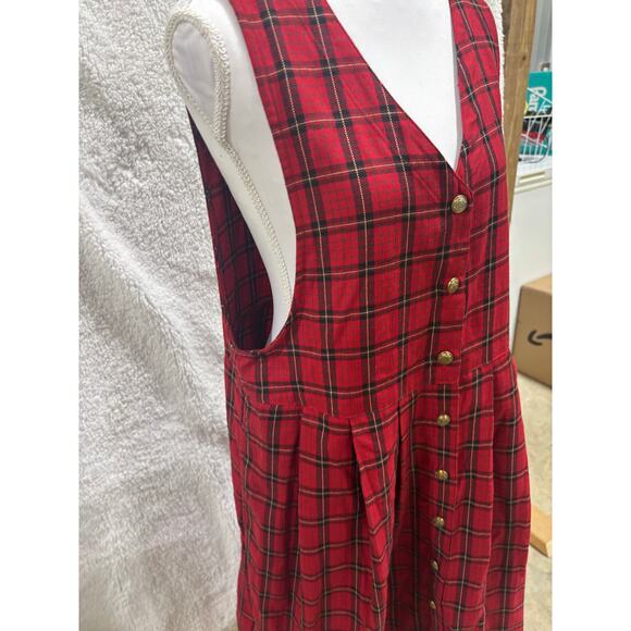 Vtg Blair Red Tartan Plaid  Jumper Dress Women’s Med Cottagecore 90s Holiday - Picture 4 of 8